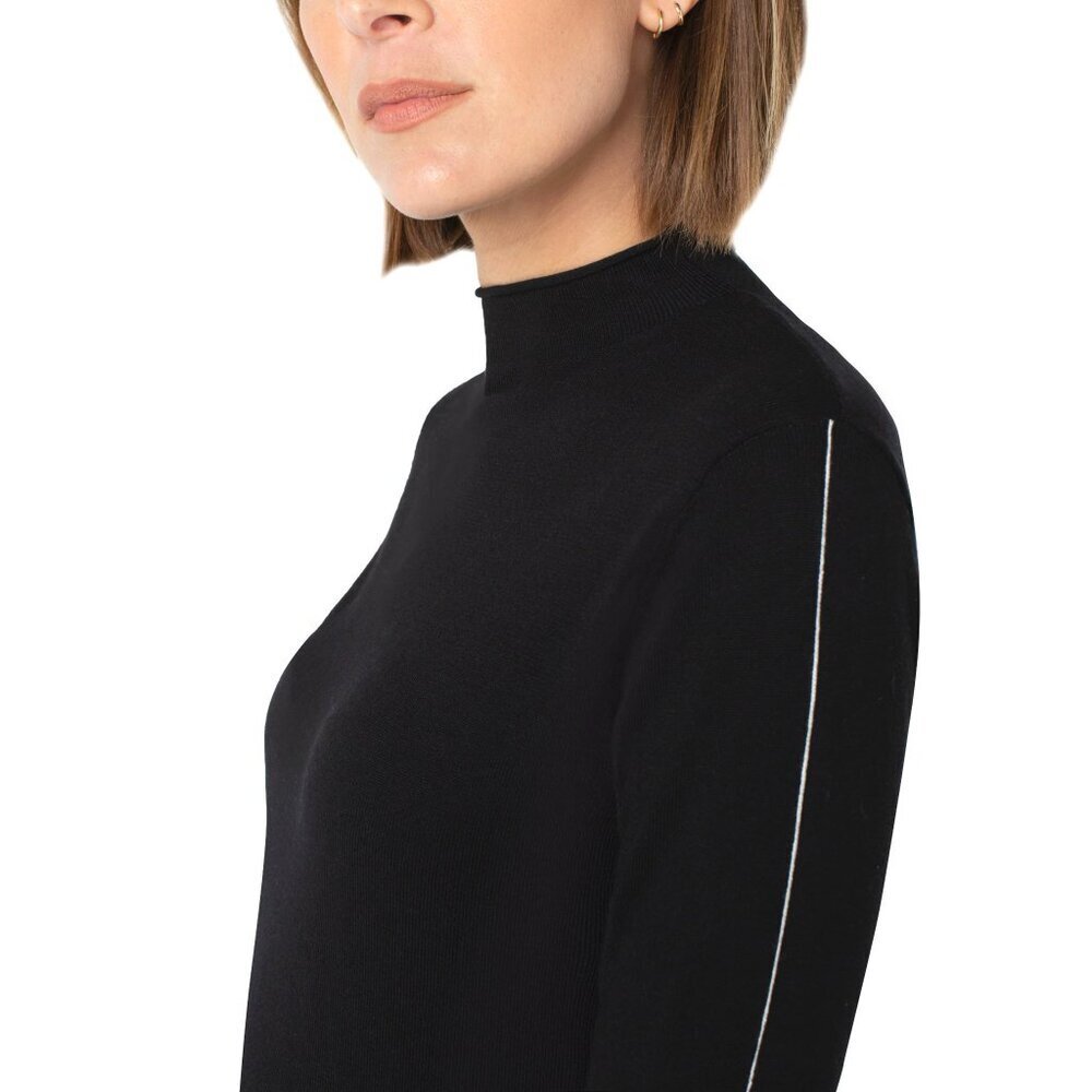 Liverpool mock neck rolled hem long sleeve sweater Black Extra Large Petite NWOT